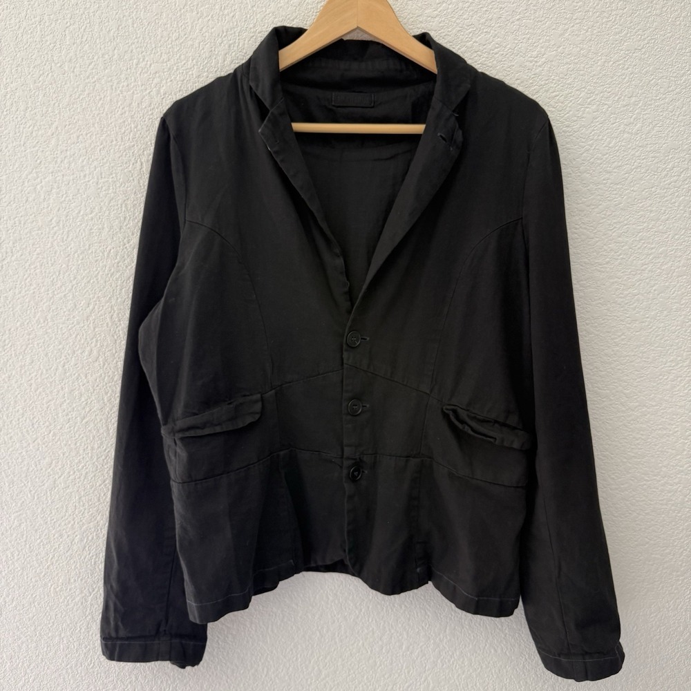 CP Shades Three Button Blazer Jacket Large Black Lagenlook Pockets
